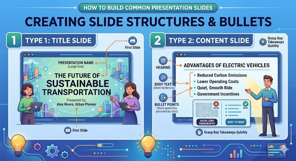 A content slide displaying bullet points on the left and an image on the right