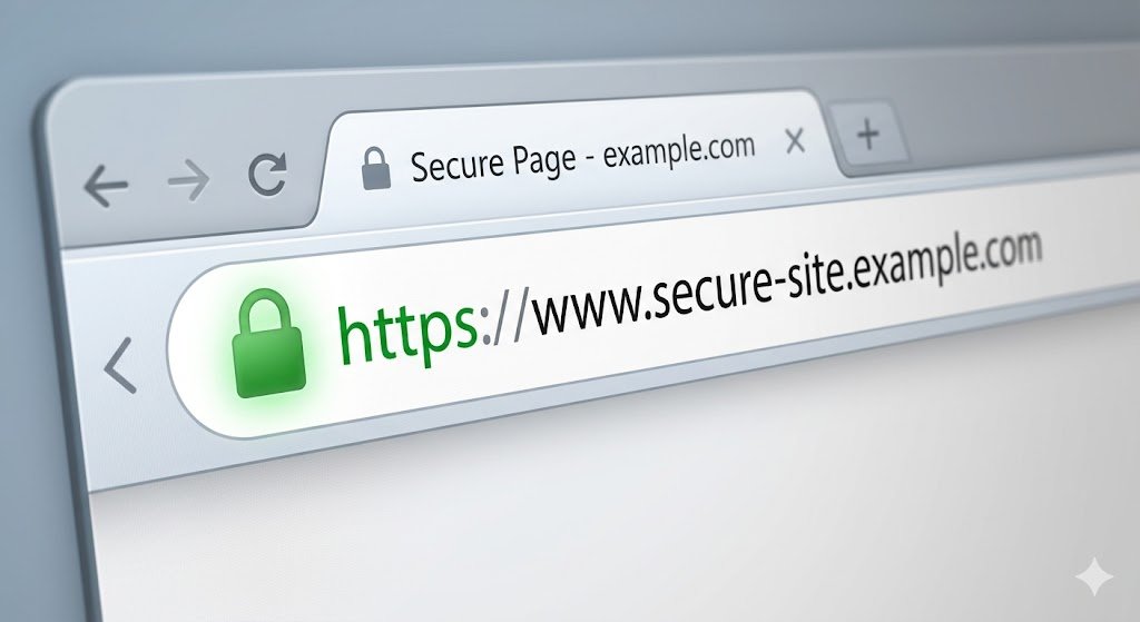 Browser address bar showing secure HTTPS connection padlock indicator