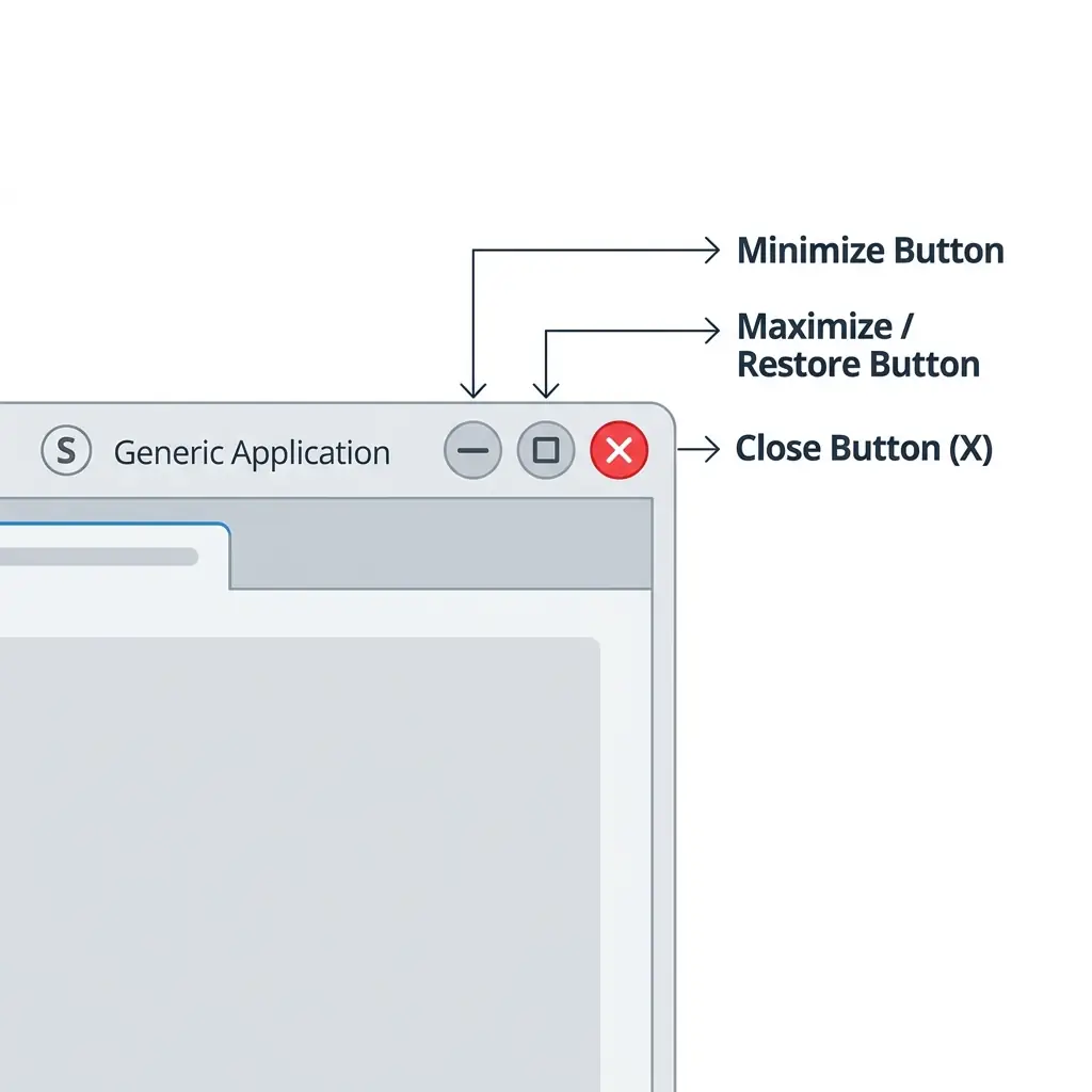Window size buttons: Minimize, Maximize, and Close icons